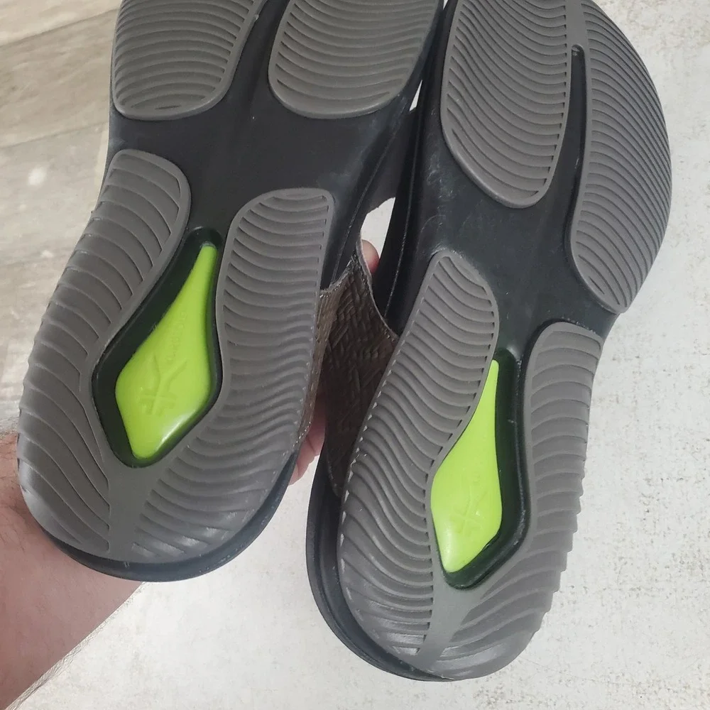 Kuru Kala Leather Sandals Mens Sz 8 Flip Flop Thong Solid Black Comfortable